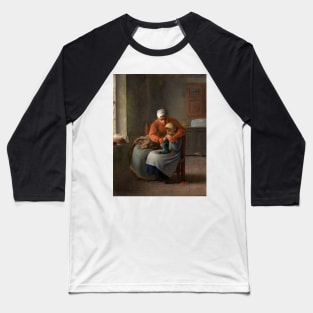 The Knitting Lesson by Jean-Francois Millet Baseball T-Shirt